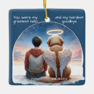 Boy and Dog Memorial  Ceramic Ornament