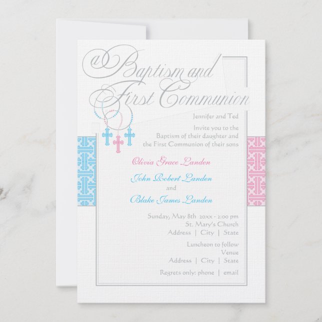 Boy and Girl Baptism & Communion Invitation (Front)