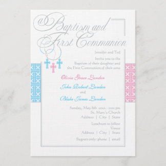 Boy and Girl Baptism & Communion Invitation