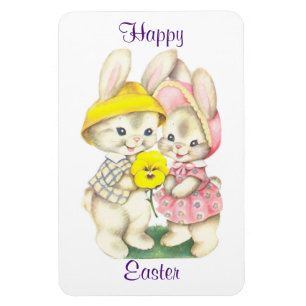 Boy And Girl Bunnies Magnet