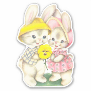 Boy And Girl Bunnies Sticker