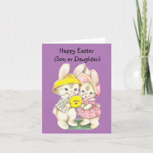 Boy And Girl Bunny Card