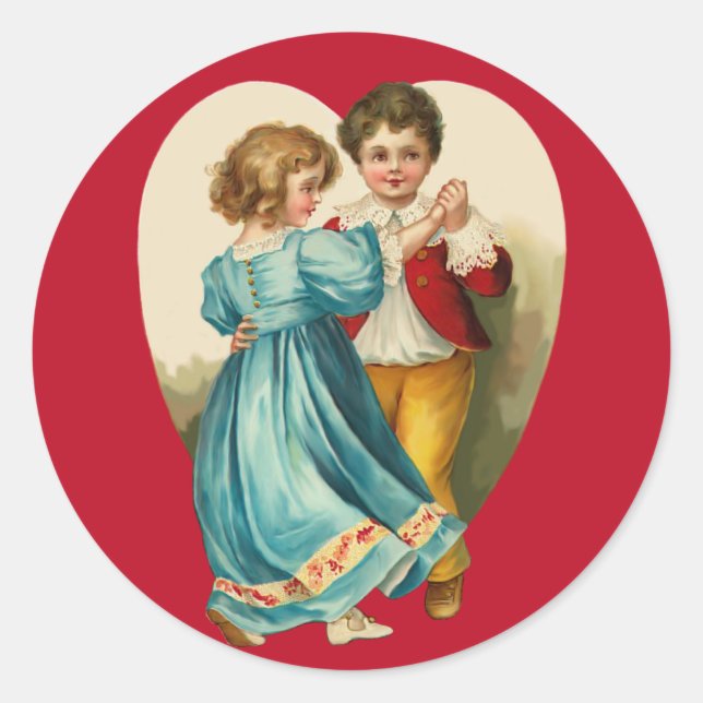 Boy and Girl Dancing Classic Round Sticker (Front)