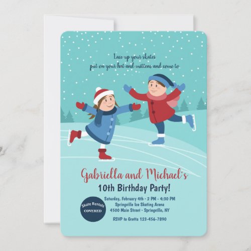 Boy and Girl Ice Skaters Invitation