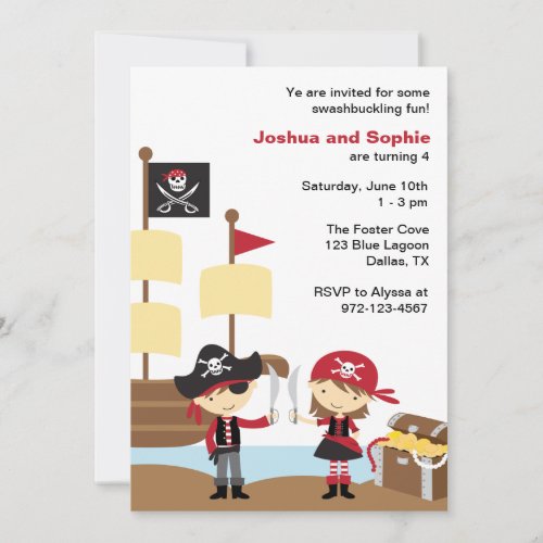 Boy and Girl Pirate Invitations