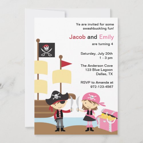 Boy and Girl Pirate Invitations
