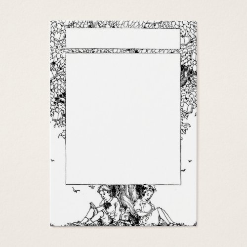 Boy and girl reading under a tree business cards