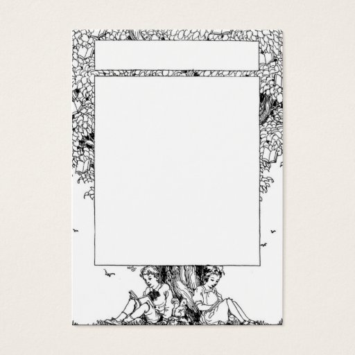 Customizable Boy and girl reading under a tree business cards
