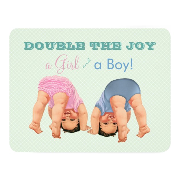 Boy And Girl Twin Baby Shower Invitation