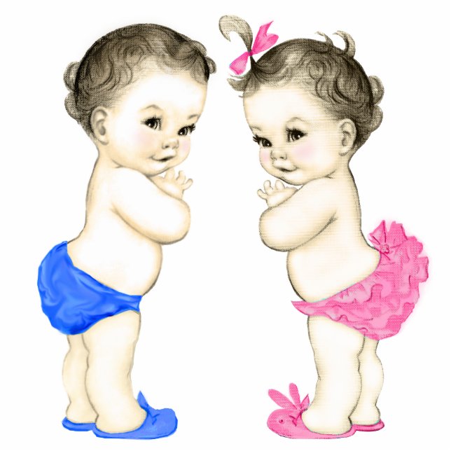 Boy and Girl Twin Baby Shower Cutout (Front)
