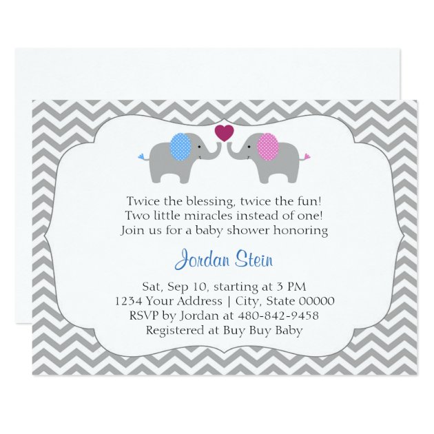 Boy And Girl Twins Baby Shower Invitation