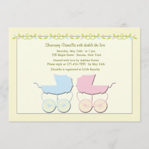 Boy and Girl Twins Baby Shower Invitation