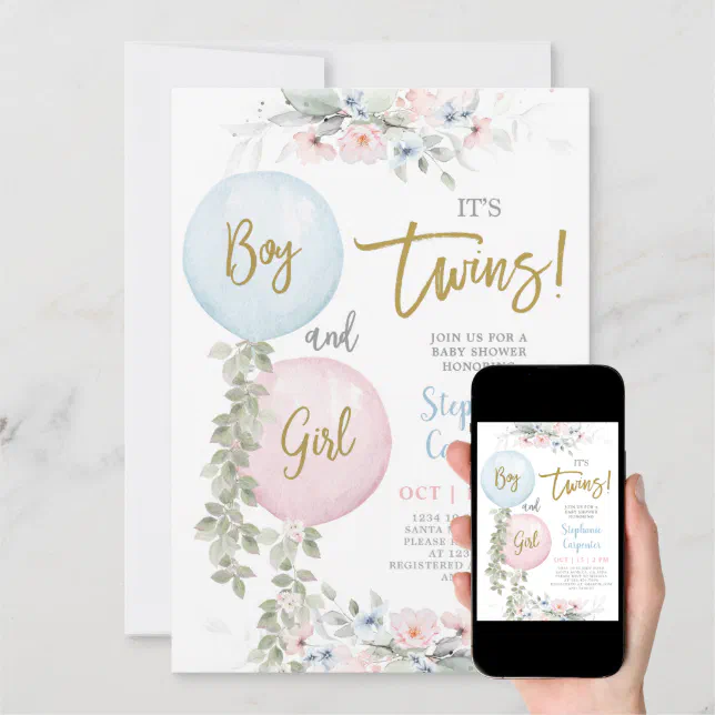 Boy and Girl Twins Baby Shower Invitation Zazzle