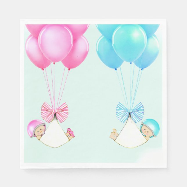 Boy and Girl Twins Baby Shower Napkins (Front)