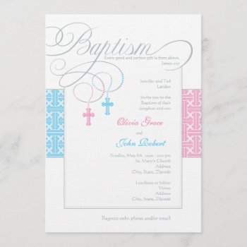 Boy And Girl Twins Baptism Invitation by OrangeOstrichDesigns at Zazzle