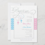 Boy And Girl Twins Baptism Invitation at Zazzle