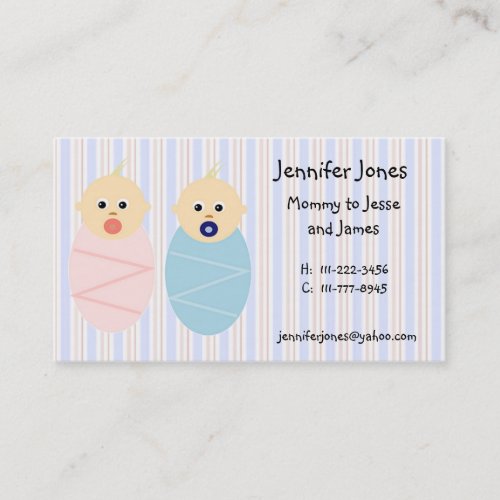 Boy and Girl Twins Calling Card