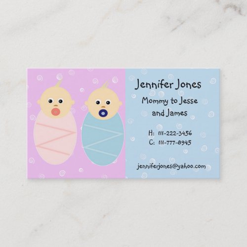 Boy and Girl Twins Calling Card