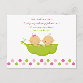 Boy and Girl Twins Peas in a Pod Invitation