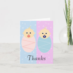 Boy and Girl Twins Thank You Card
