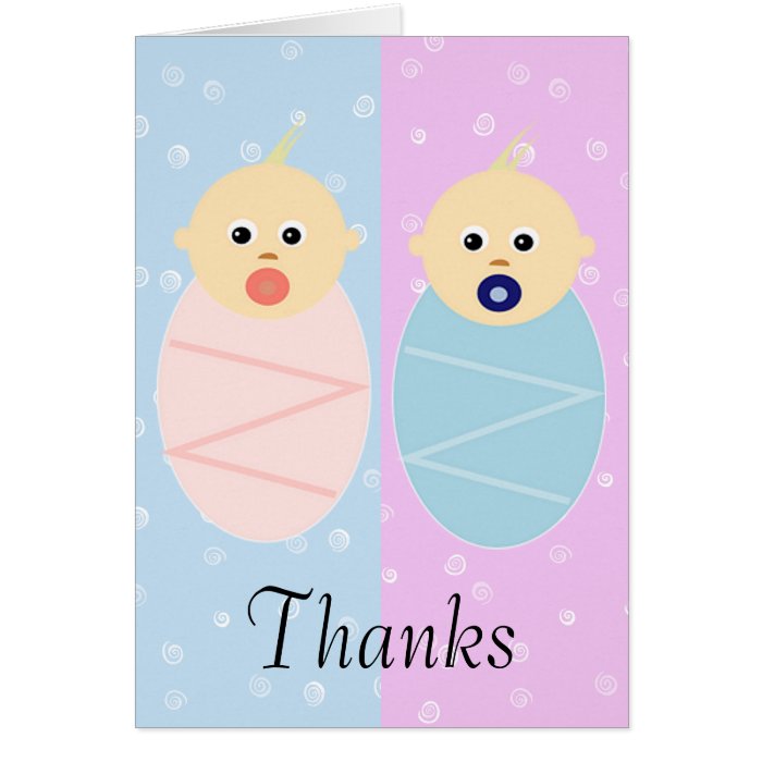 Boy and Girl Twins Thank You Card