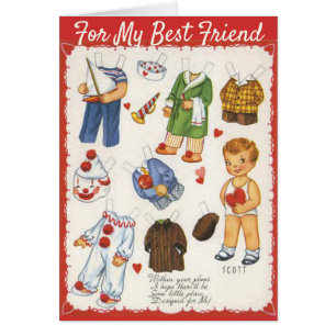 Boy and Girl Valentine's Day Paper Dolls Vintage