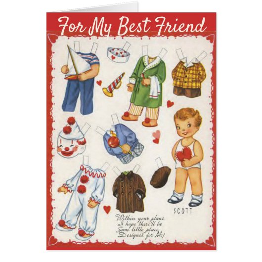 Boy and Girl Valentine's Day Paper Dolls Vintage (Front)