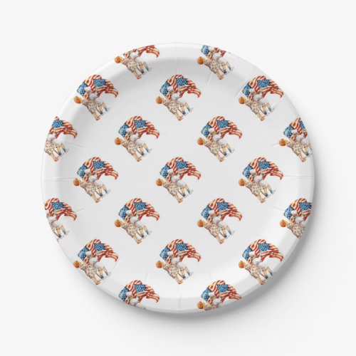 Boy and Girl Waving Flags Paper Plates