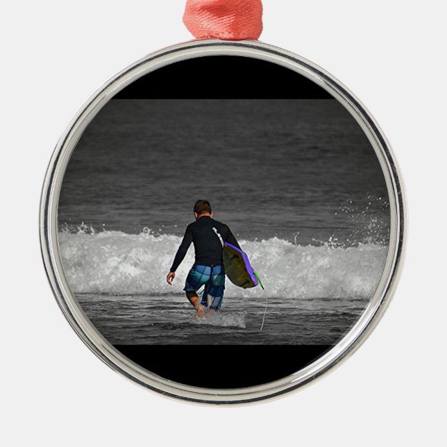BOY AND HIS BOOGIE BOARD METAL ORNAMENT (Front)