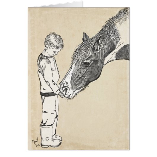 Boy and Horse Gentle Conversation Note Cards (Front)