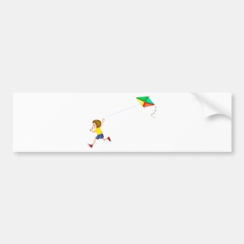 Boy And Kite Bumper Sticker by GraphicsRF at Zazzle