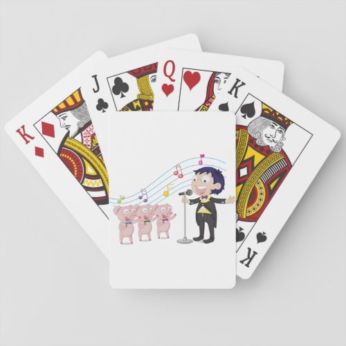 Boy And Pigs Singing Playing Cards