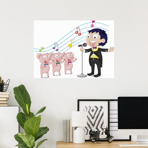 Boy And Pigs Singing Poster