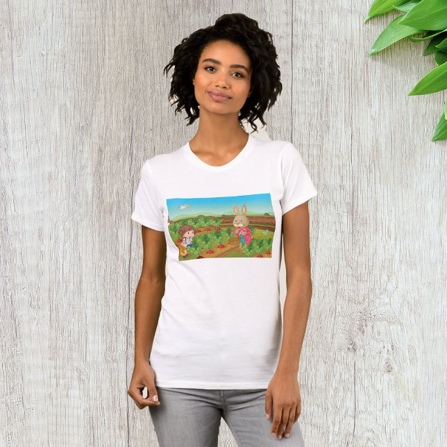 Boy And Rabbit Picking Veggies Womens T-Shirt (Creator Uploaded)
