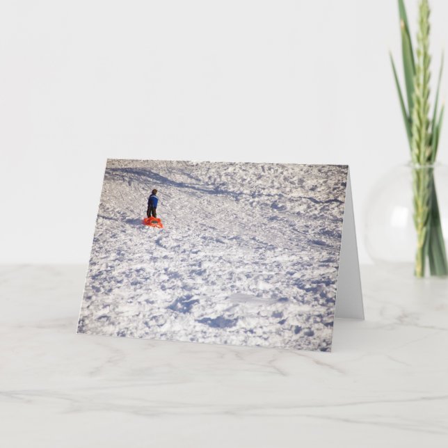 Boy and Sled Holiday Card (Front)