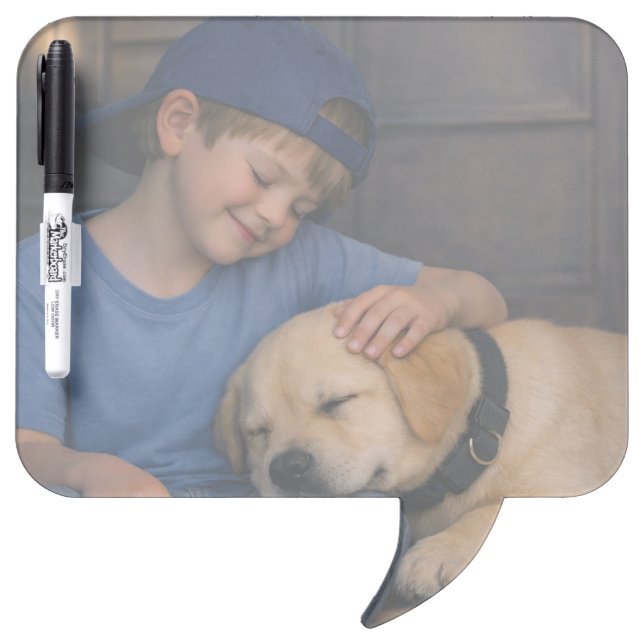 Boy and Sleeping Dog Dry Erase Board (Front)