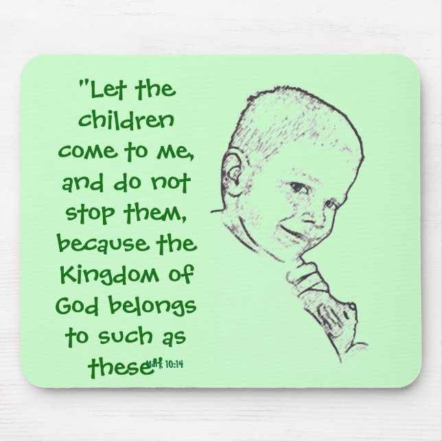 Boy and Teddy (Mark 10:14) Mouse Pad (Front)