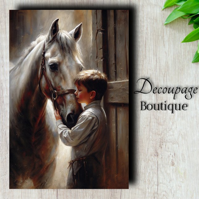 Boy and White Horse Decoupage Tissue Paper (Boy And White Horse Decoupage Tissue Paper)