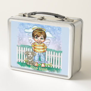 Boy Angel and Dog Metal Lunch Box