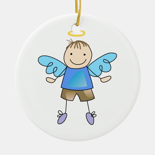 BOY ANGEL CERAMIC ORNAMENT (Front)