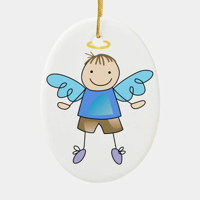Boy Angel Ceramic Ornament (Front)