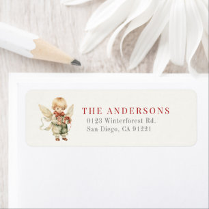 Boy Angel Christmas Holiday Return Address Label