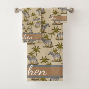 Boy animal print ,zebra African animal nature  Bath Towel Set