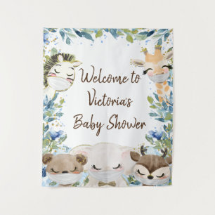 Boy Animals With Mask Baby Shower M Backdrop
