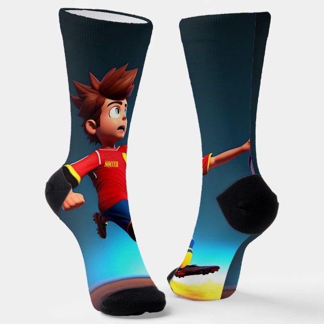 Boy Animated Soccer Player With Ball,  Socks (Angled)