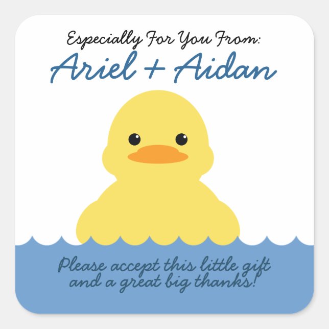 boy ANY AGE rubber DUCKY BIRTHDAY party favor Square Sticker (Front)
