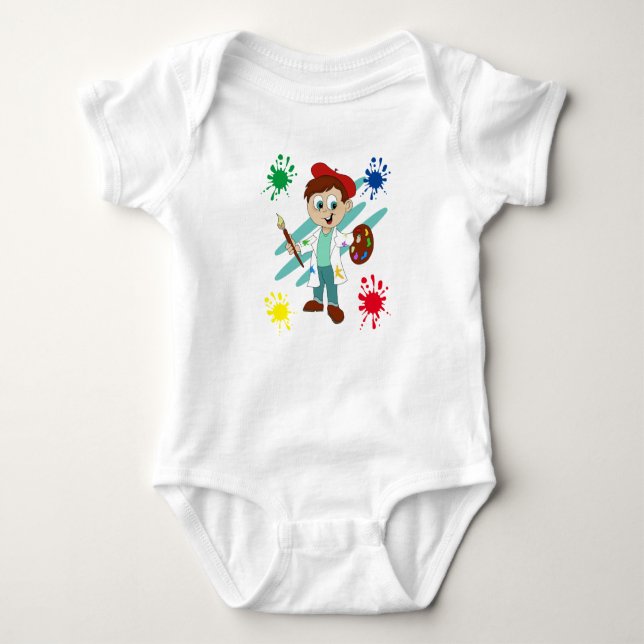 Boy Artist, Painter Baby Bodysuit (Front)