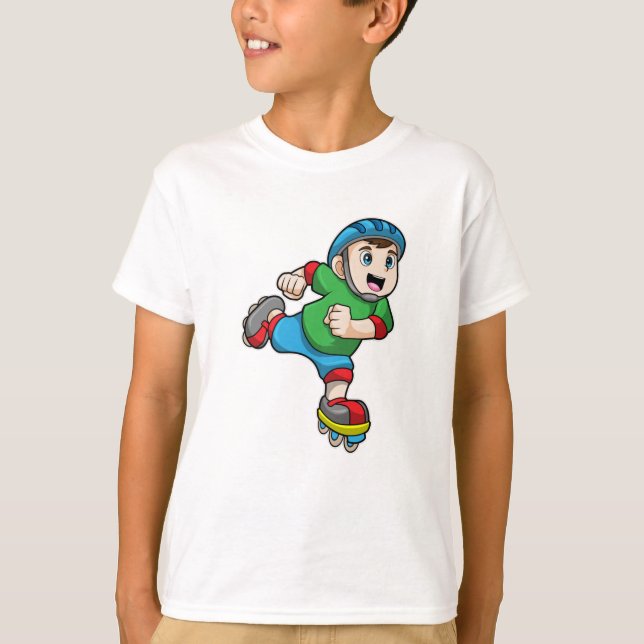Boy as Skater with Inline skates & Helmet T-Shirt (Front)
