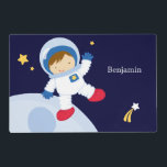 Boy Astronaut Kids Placemat<br><div class="desc">Beautiful kid's custom place mat features a cute space and astronaut theme perfect for boys and girls.</div>