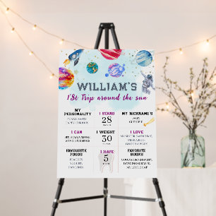 Boy Astronaut Space First Birthday Milestone Foam Board